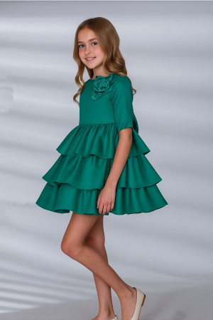VESTIDO  DE CEREMONIA NIÑA EN VERDE TUQUESA 